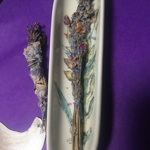 Mini crescent moon 🌛 set of two- dried lavender floral decor smoke cleansing